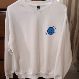 White Smiley Face Sweater